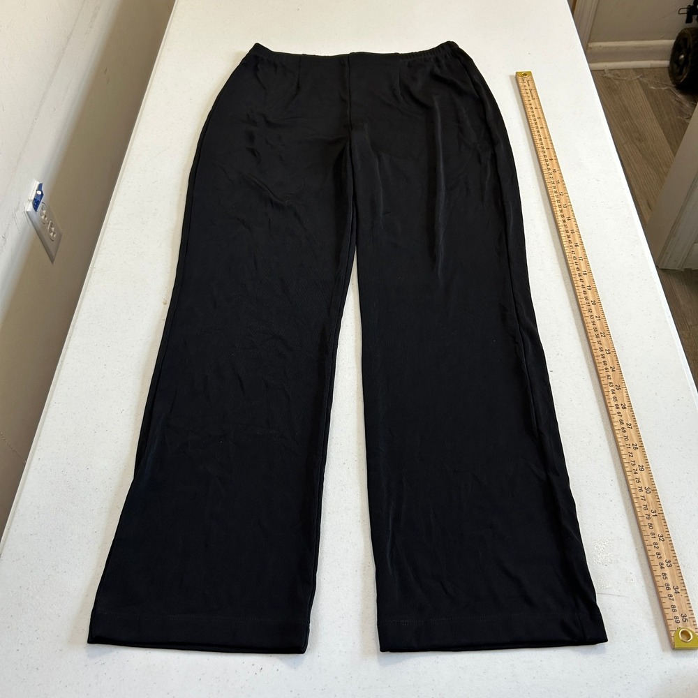Easywear by Chico's Black Wide Leg Stretch Knit Pants Size 1 Short 7007